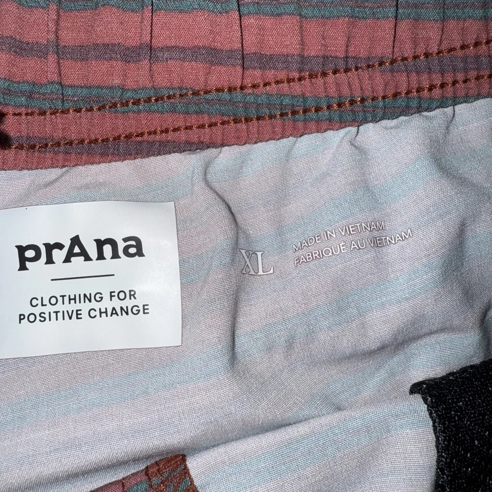 Prana Mens Metric E Waist Board Shorts Rust Stripe Size X Large 8